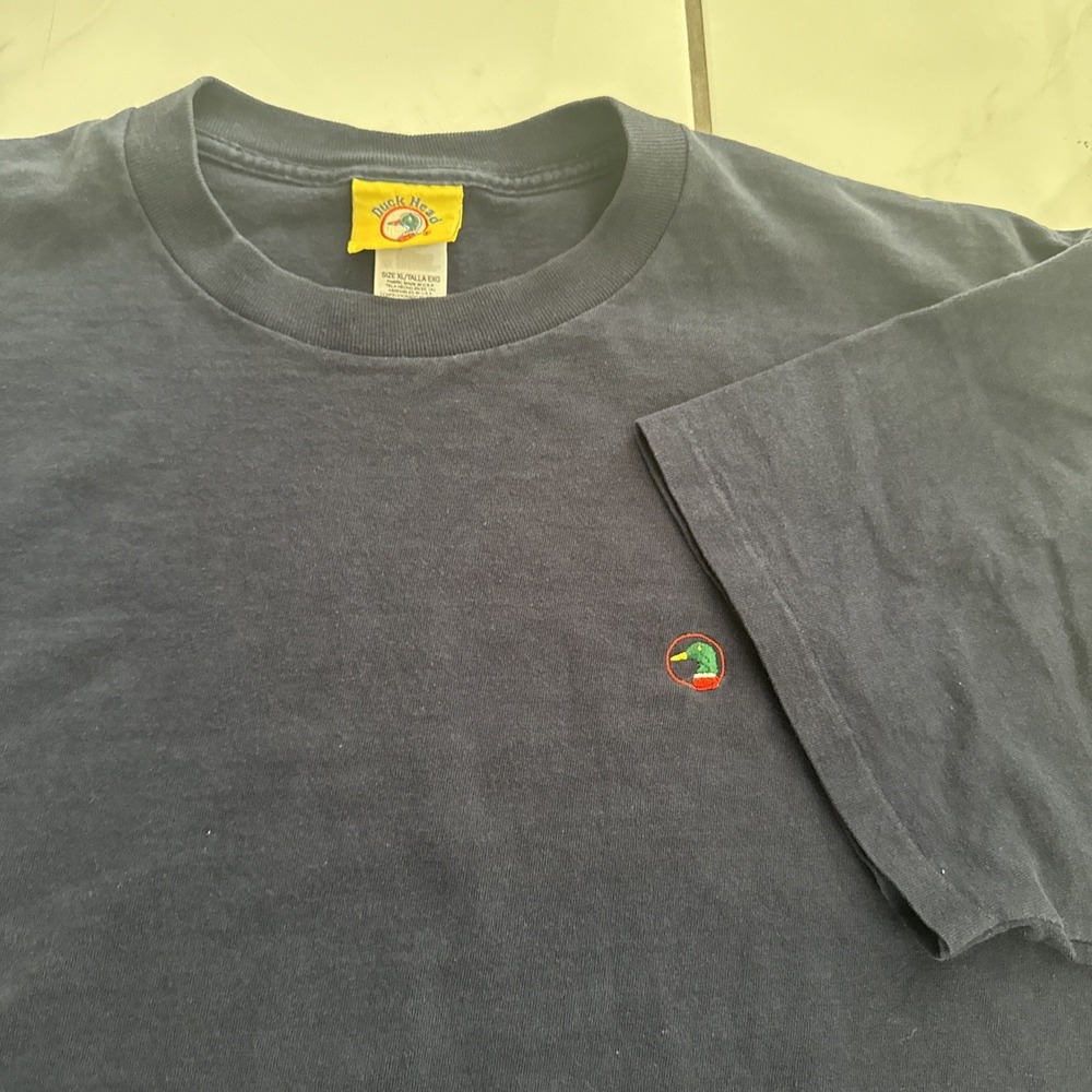 Vtg 90s Duck Head Shirt Size XL Single Stitch Blue Embroidered Logo Hunting